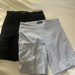 Hilary Radley stretchy Shorts , set of 2, one black, one b & w,